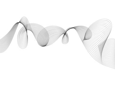 Tasarım için soyut dalga elemanı. Dijital frekans dengeleyici. Tarzlanmış çizgi sanat arka planı. Vektör çizimi. Karıştırma aracı kullanılarak oluşturulan çizgilerle dalga. Dalgalı kıvrımlı çizgi, düz çizgi