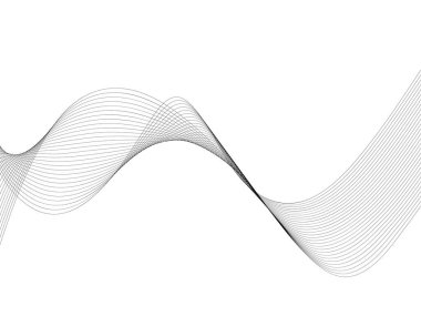 Tasarım için soyut dalga elemanı. Dijital frekans dengeleyici. Tarzlanmış çizgi sanat arka planı. Vektör çizimi. Karıştırma aracı kullanılarak oluşturulan çizgilerle dalga. Dalgalı kıvrımlı çizgi, düz çizgi