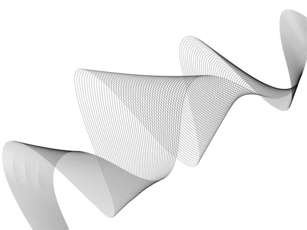 Abstract wave element for design. Digital frequency track equalizer. Stylized line art background. Vector illustration. Wave with lines created using blend tool. Curved wavy line, smooth stripe