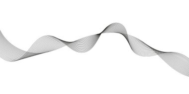 Tasarım için soyut dalga elemanı. Dijital frekans dengeleyici. Tarzlanmış çizgi sanat arka planı. Vektör çizimi. Karıştırma aracı kullanılarak oluşturulan çizgilerle dalga. Dalgalı kıvrımlı çizgi, düz çizgi