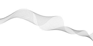 Tasarım için soyut dalga elemanı. Dijital frekans dengeleyici. Tarzlanmış çizgi sanat arka planı. Vektör çizimi. Karıştırma aracı kullanılarak oluşturulan çizgilerle dalga. Dalgalı kıvrımlı çizgi, düz çizgi