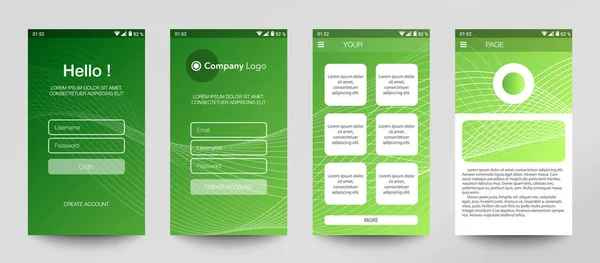 Ontwerp Van Mobiele App Gui Set Gebruikersregistratieschermen Met Login Wachtwoord — Stockvector