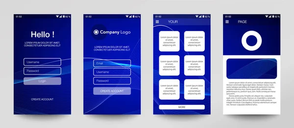 Ontwerp Van Mobiele App Gui Set Gebruikersregistratieschermen Met Login Wachtwoord — Stockvector