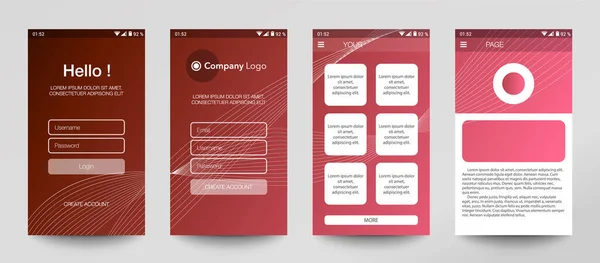 Design Von Mobilen Apps Gui Benutzer Registrierungsbildschirme Mit Login Und — Stockvektor