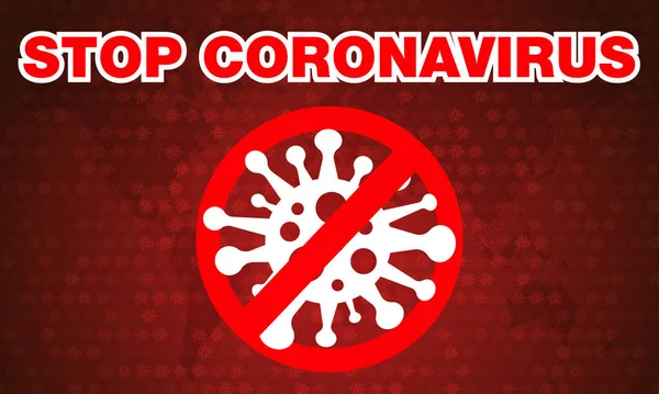 Koronavirus Covid Přestaň Žádná Infekce Nebezpečné Koronavirové Buňky Bakterie Pozor — Stockový vektor