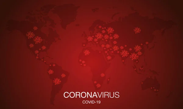 Koronavírus Térkép Covid Hagyd Abba Nincs Fertőzés Veszélyes Coronavirus Sejt — Stock Vector