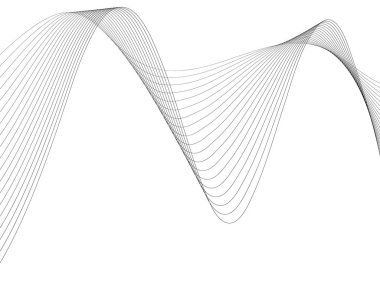 Tasarım için soyut dalga elemanı. Dijital frekans dengeleyici. Tarzlanmış çizgi sanat arka planı. Vektör çizimi. Karıştırma aracı kullanılarak oluşturulan çizgilerle dalga. Dalgalı kıvrımlı çizgi, düz çizgi