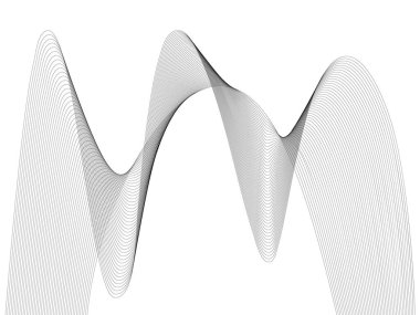 Tasarım için soyut dalga elemanı. Dijital frekans dengeleyici. Tarzlanmış çizgi sanat arka planı. Vektör çizimi. Karıştırma aracı kullanılarak oluşturulan çizgilerle dalga. Dalgalı kıvrımlı çizgi, düz çizgi