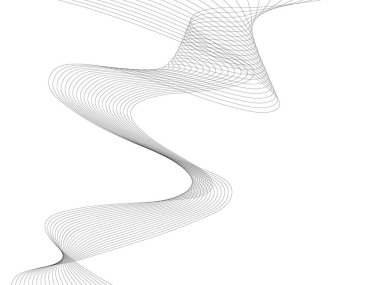 Tasarım için soyut dalga elemanı. Dijital frekans dengeleyici. Tarzlanmış çizgi sanat arka planı. Vektör çizimi. Karıştırma aracı kullanılarak oluşturulan çizgilerle dalga. Dalgalı kıvrımlı çizgi, düz çizgi