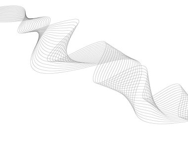 Tasarım için soyut dalga elemanı. Dijital frekans dengeleyici. Tarzlanmış çizgi sanat arka planı. Vektör çizimi. Karıştırma aracı kullanılarak oluşturulan çizgilerle dalga. Dalgalı kıvrımlı çizgi, düz çizgi.