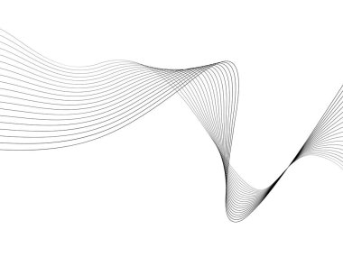 Tasarım için soyut dalga elemanı. Dijital frekans dengeleyici. Tarzlanmış çizgi sanat arka planı. Vektör çizimi. Karıştırma aracı kullanılarak oluşturulan çizgilerle dalga. Dalgalı kıvrımlı çizgi, düz çizgi.
