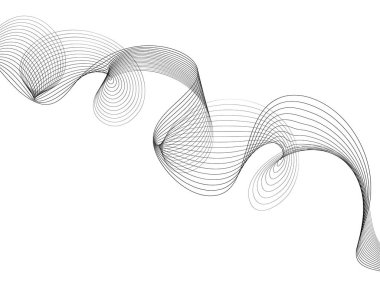 Tasarım için soyut dalga elemanı. Dijital frekans dengeleyici. Tarzlanmış çizgi sanat arka planı. Vektör çizimi. Karıştırma aracı kullanılarak oluşturulan çizgilerle dalga. Dalgalı kıvrımlı çizgi, düz çizgi.