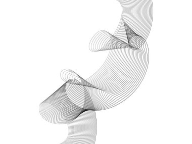 Tasarım için soyut dalga elemanı. Dijital frekans dengeleyici. Tarzlanmış çizgi sanat arka planı. Vektör çizimi. Karıştırma aracı kullanılarak oluşturulan çizgilerle dalga. Dalgalı kıvrımlı çizgi, düz çizgi.