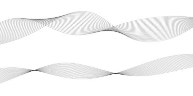 Tasarım için soyut dalga elemanı. Dijital frekans dengeleyici. Tarzlanmış çizgi sanat arka planı. Vektör çizimi. Karıştırma aracı kullanılarak oluşturulan çizgilerle dalga. Dalgalı kıvrımlı çizgi, düz çizgi