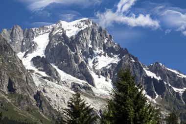 İtalyan yan Mont Blanc yaz manzara. Mont Blanc en yüksek tepe Avrupa Batı Alpler olduğunu.