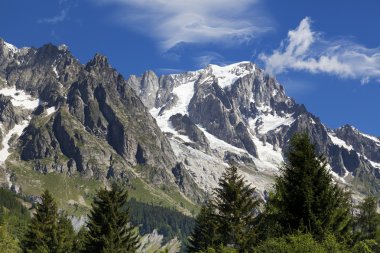 İtalyan yan Mont Blanc yaz manzara. Mont Blanc en yüksek tepe Avrupa Batı Alpler olduğunu.