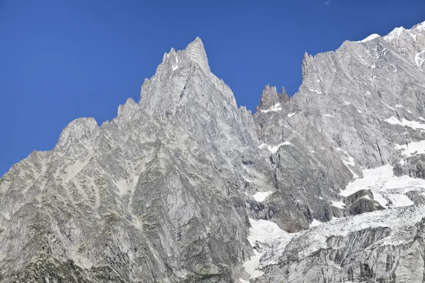 Italiensk sida Mont Blanc vinterlandskap. Mont Blanc är den högsta toppen av Europeiska västra Alperna. — Stockfoto
