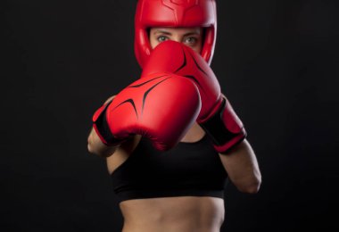 kadın atlet ile boks arka plan