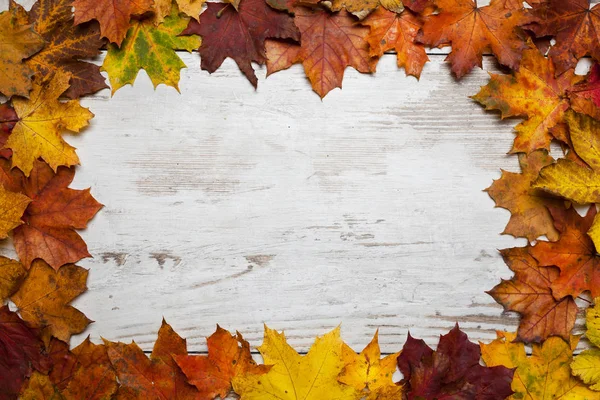 秋天的框架 枫叶飘扬 复古的背景 — 图库照片