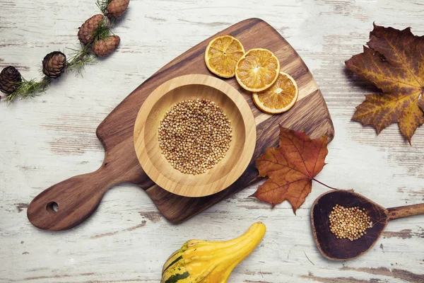 Herbst Hintergrund Mit Gewürzen Gesundes Kochkonzept — Stockfoto