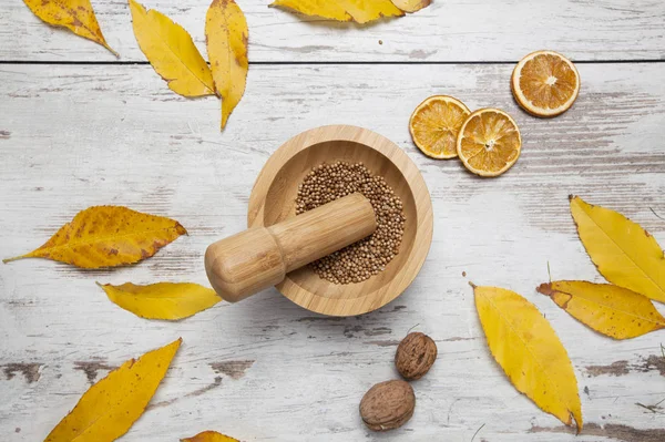 Herbst Hintergrund Mit Gewürzen Gesundes Kochkonzept — Stockfoto