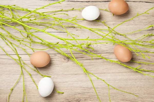 Πασχαλινά Αυγά Φόντο Ρουστίκ Ξύλου — Φωτογραφία Αρχείου