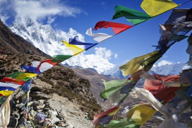 Başlangıçta bez pankartlar üzerine yazılmış olan Nepal Sutras, dünyanın diğer bölgelerine dua bayrağı olarak gönderildi..
