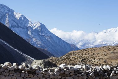 Everest 'e kadar, Khumbu Vadisi, Sagarmatha Ulusal Parkı, Nepal Himalayaları.