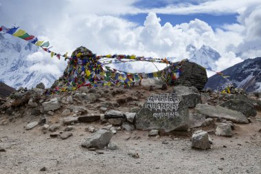 HIMALAYAS, NEPAL - CIRKA NOVEMBER, 2017: Lhotse South Face Heroes, Jerzy Kukuczka Memorial Place