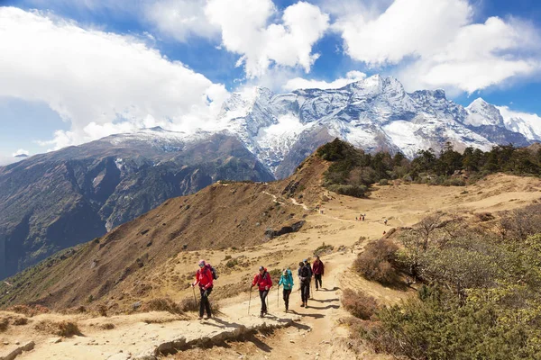 Himalayas Nepal Cirka Noviembre 2017 Caminantes Camino Campamento Base Del —  Fotos de Stock