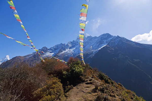 Sutras Nepal Originalmente Escrito Bandeiras Pano Foram Transmitidos Para Outras — Fotografia de Stock