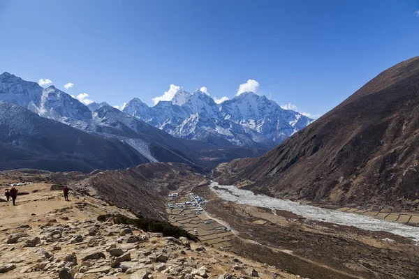 Wspaniałym Sposobem Dolinie Khumbu Park Narodowy Sagarmatha Obozu Everest Himalaje — Zdjęcie stockowe