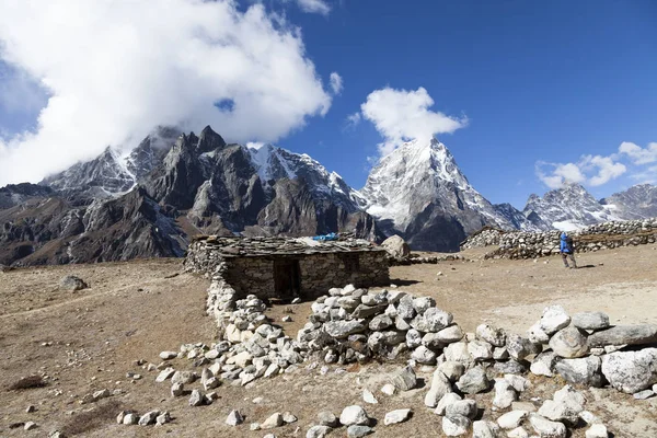 Πεζοπόροι Καθ Οδόν Προς Βάση Του Everest Την Κοιλάδα Khumbu Εικόνα Αρχείου