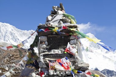 HIMALAYAS, NEPAL - CIRKA NOVEMBER, 2017: Lhotse South Face Heroes, Jerzy Kukuczka Memorial Place