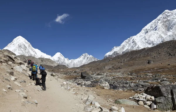 Himalayas Nepal Cirka Novembre 2017 Escursionisti Diretti Campo Base Dell — Foto Stock