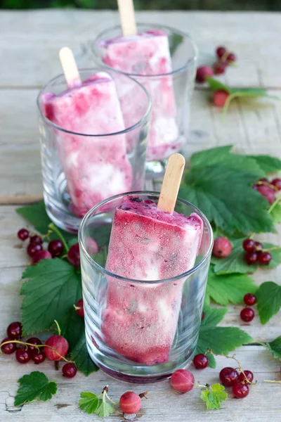 Lody domowe owoce na stole, zbliżenie — Zdjęcie stockowe