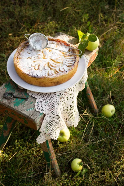 Jablečný koláč s krémem náplň — Stock fotografie