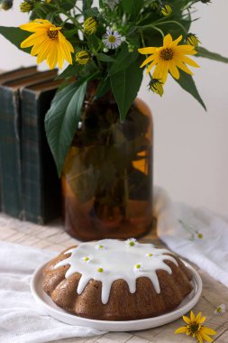 Kabak pasta buzlanma ile sonbahar ruh hali. Rustik stil, bir odak seçin.