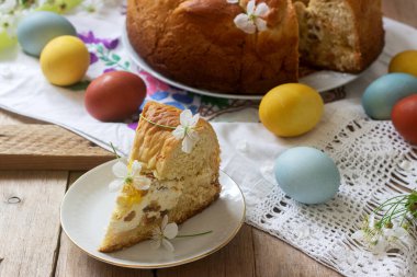 Traditional Moldavian and Romanian Easter cake with curd filling and decoration in the form of a cross.