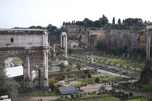 Róma Olaszország Február 2020 Kilátás Római Fórum Capitoline Hill — Stock Fotó