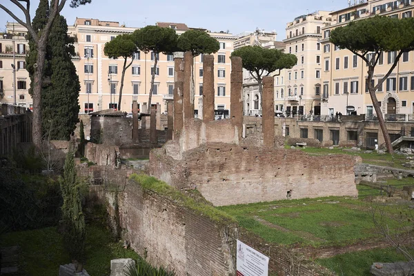 Roma Itália Fevereiro 2020 Vista Área Sagrada Largo Argentina — Fotografia de Stock