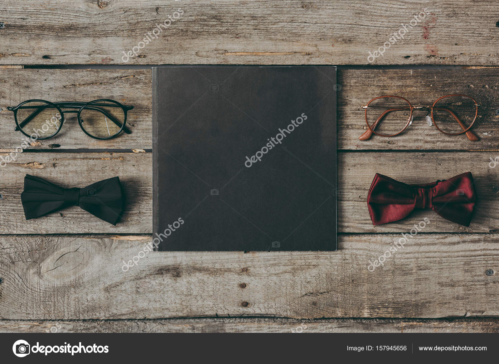 Eyeglasses and bow ties with coaster — Stock Photo © AntonMatyukha