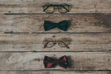stylish eyeglasses and bow ties clipart