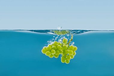 branch of grapes falling into water with splashes clipart