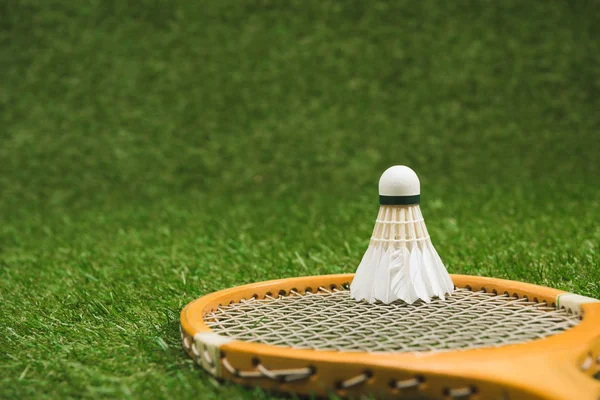 Badminton racket and shuttlecock — Stock Photo, Image