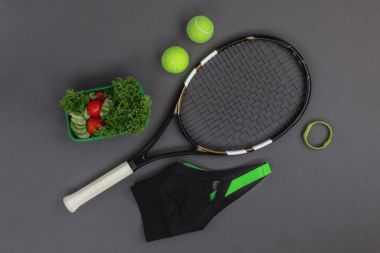 Tennis equipment and sportswear clipart