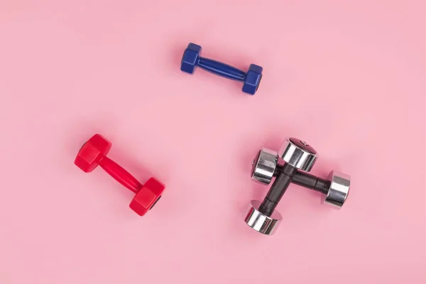 Set of various dumbbells — Stock Photo, Image