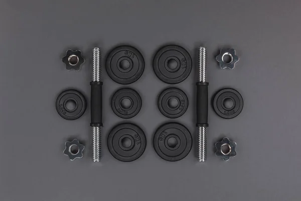 Metal barbells and weights — Stock Photo, Image