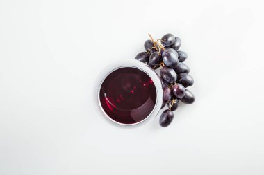 red wine in glass and grapes clipart