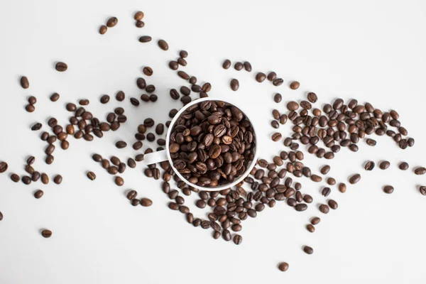 Cup with coffee beans — Stock Photo, Image